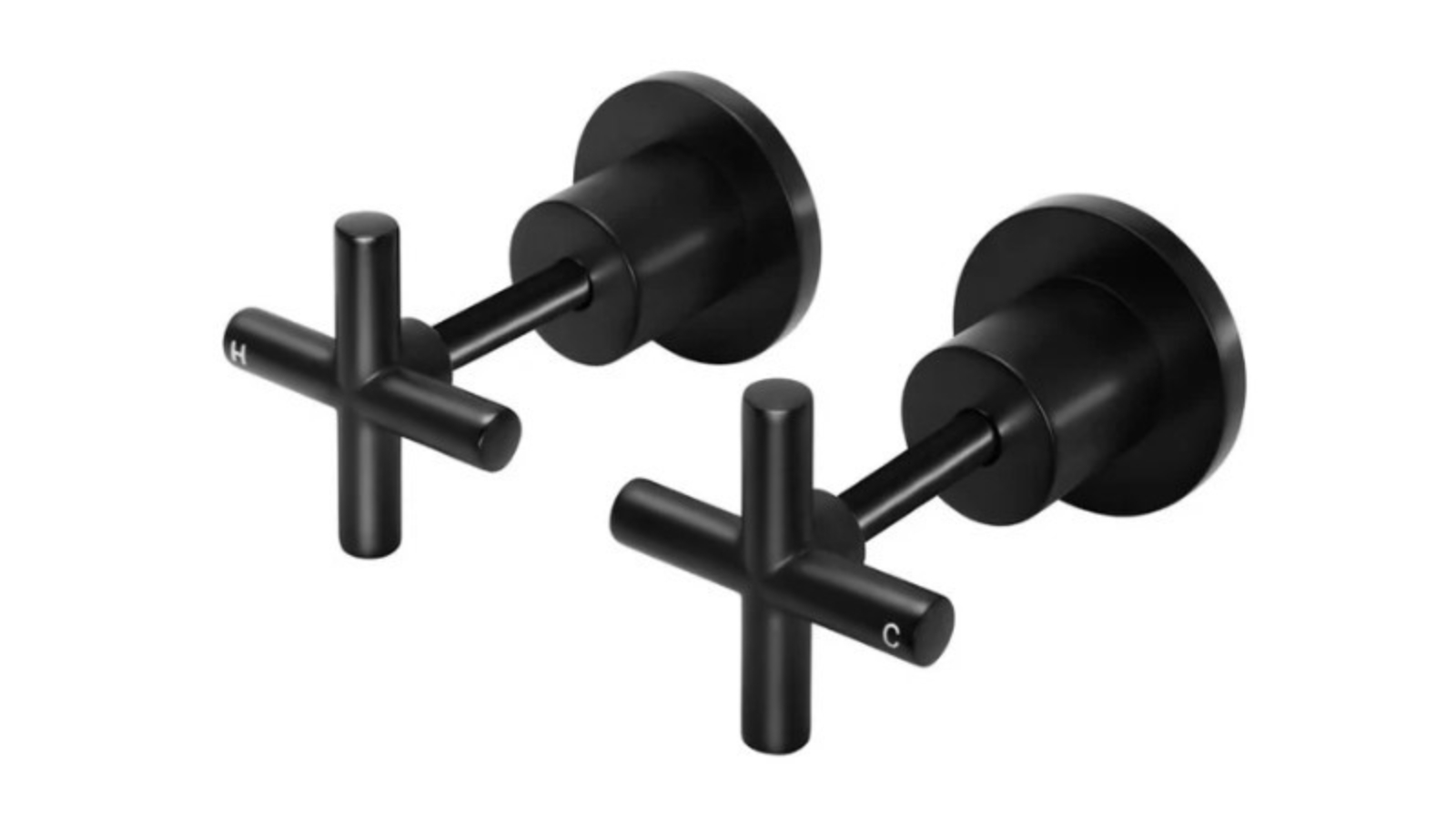 Meir Round Cross Handle Jumper Valve Wall Top Assemblies - Matte Black
