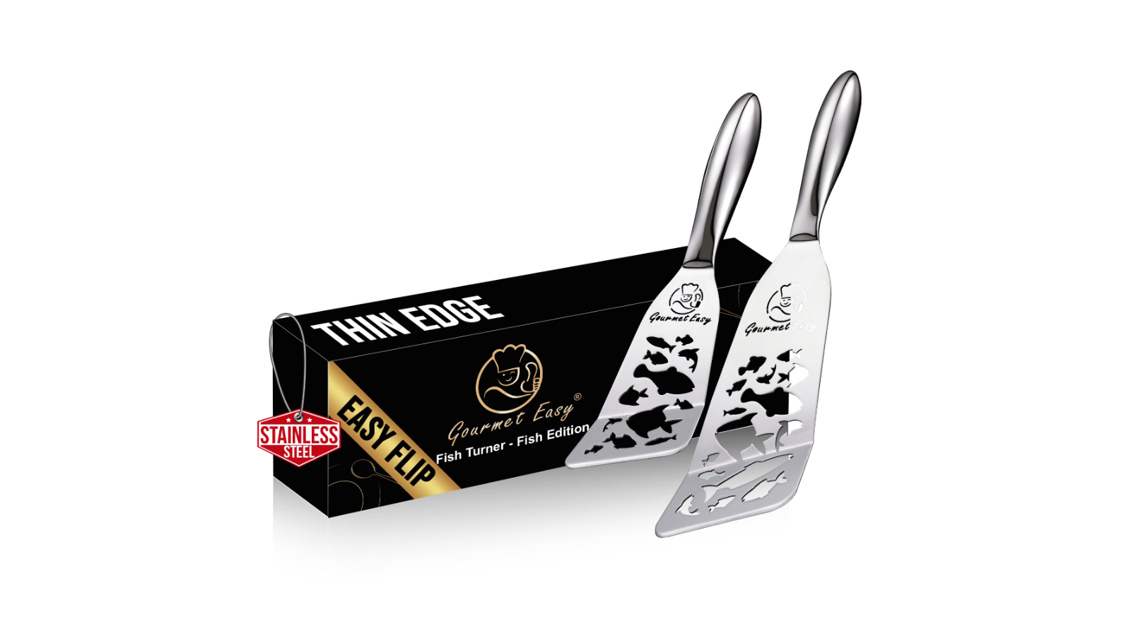 Gourmet Easy Funky Fish Edition Stainless Steel Spatula Set