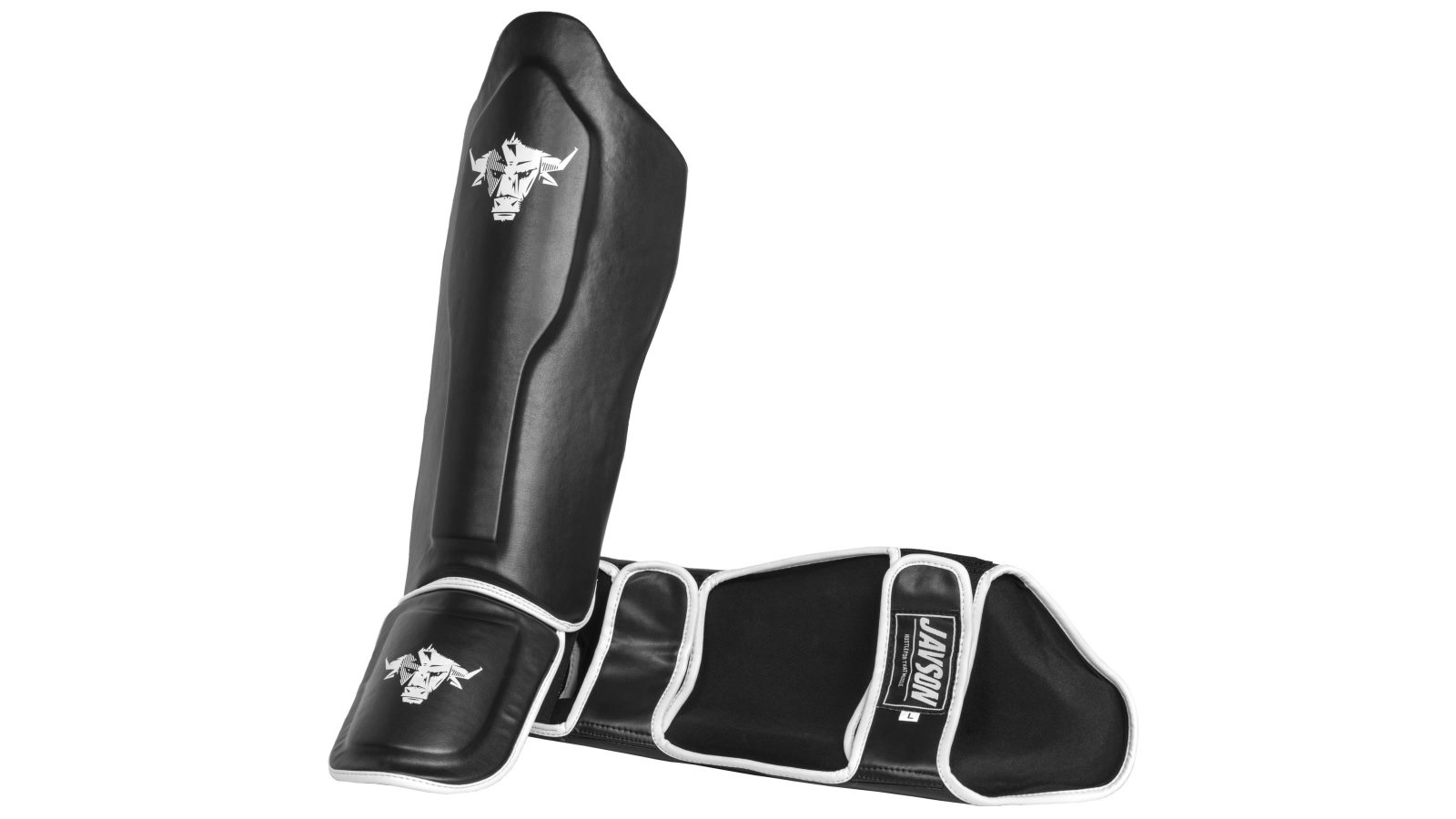 Javson Black/White Shin Instep Guards Kick Pads - Small