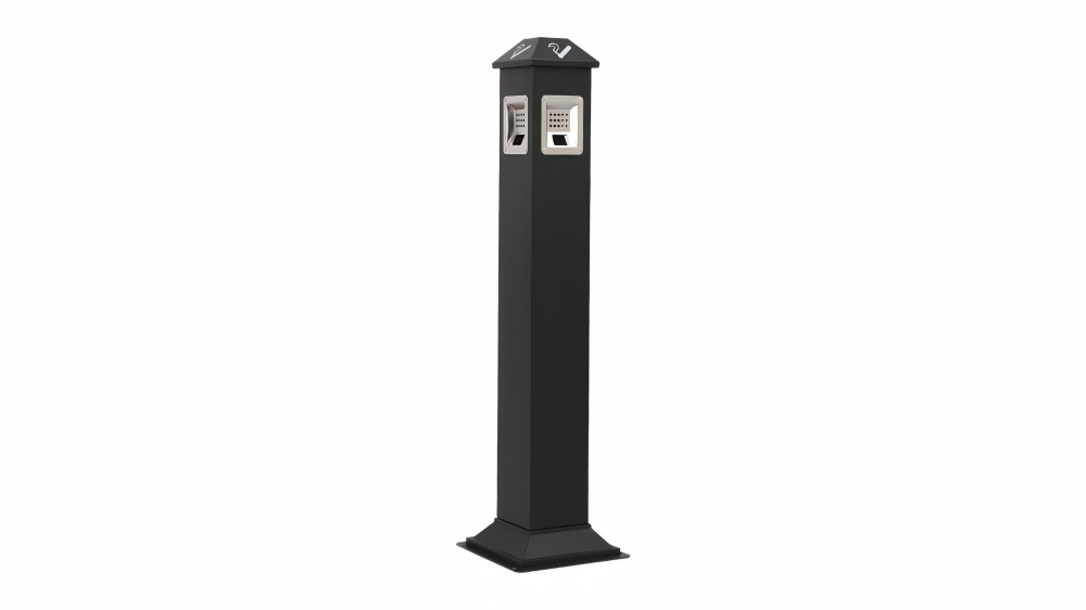 Mywashroom Metal Outdoor Standing Trash Can Powder Coating Ashtray - Black