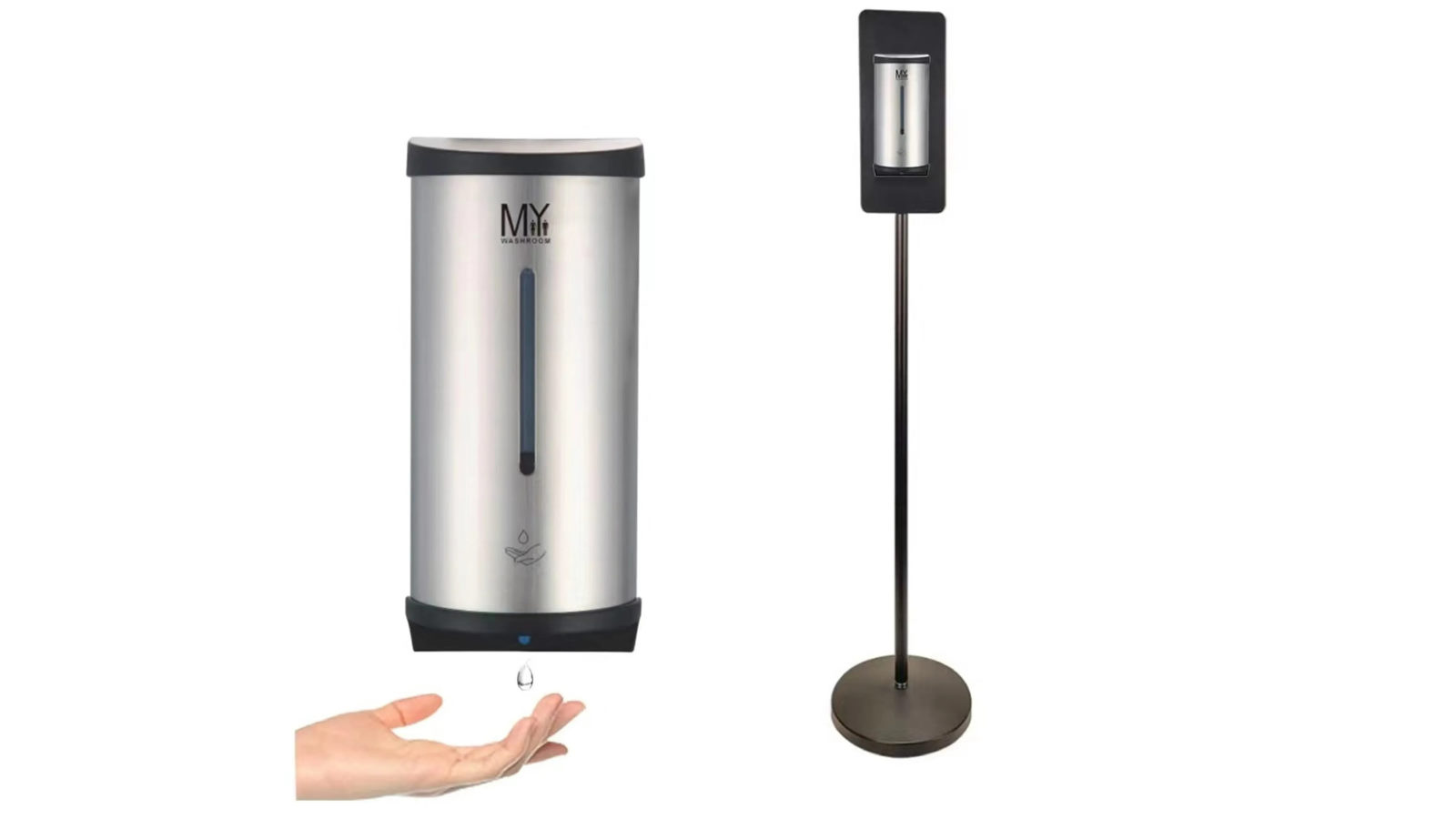 Mywashroom Automatic Touchless Stainless Steel Soap Dispenser with Black Floor Stand