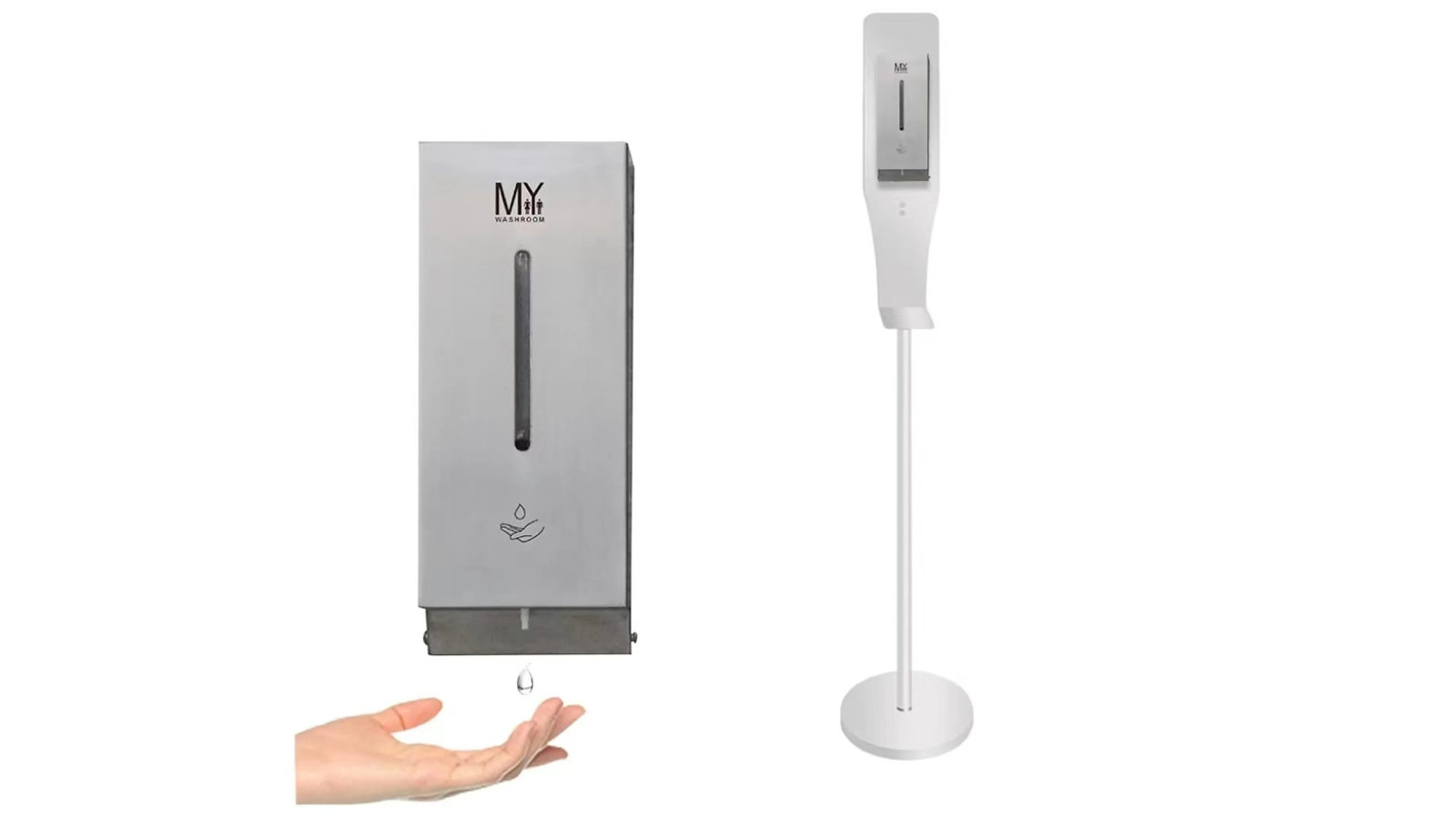 Mywashroom Automatic Touchless Stainless Steel Soap Dispenser with White Floor Stand
