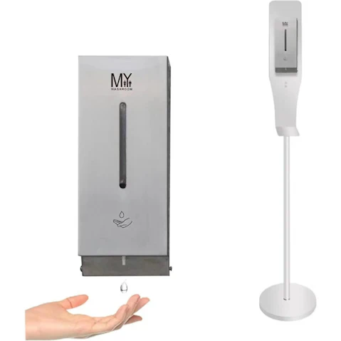 Mywashroom Automatic Touchless Stainless Steel Soap Dispenser with White Floor Stand