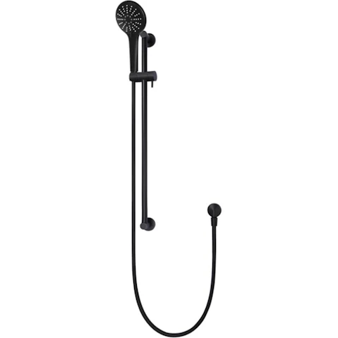 Meir Round Three Function Hand Shower on Rail Column - Matte Black