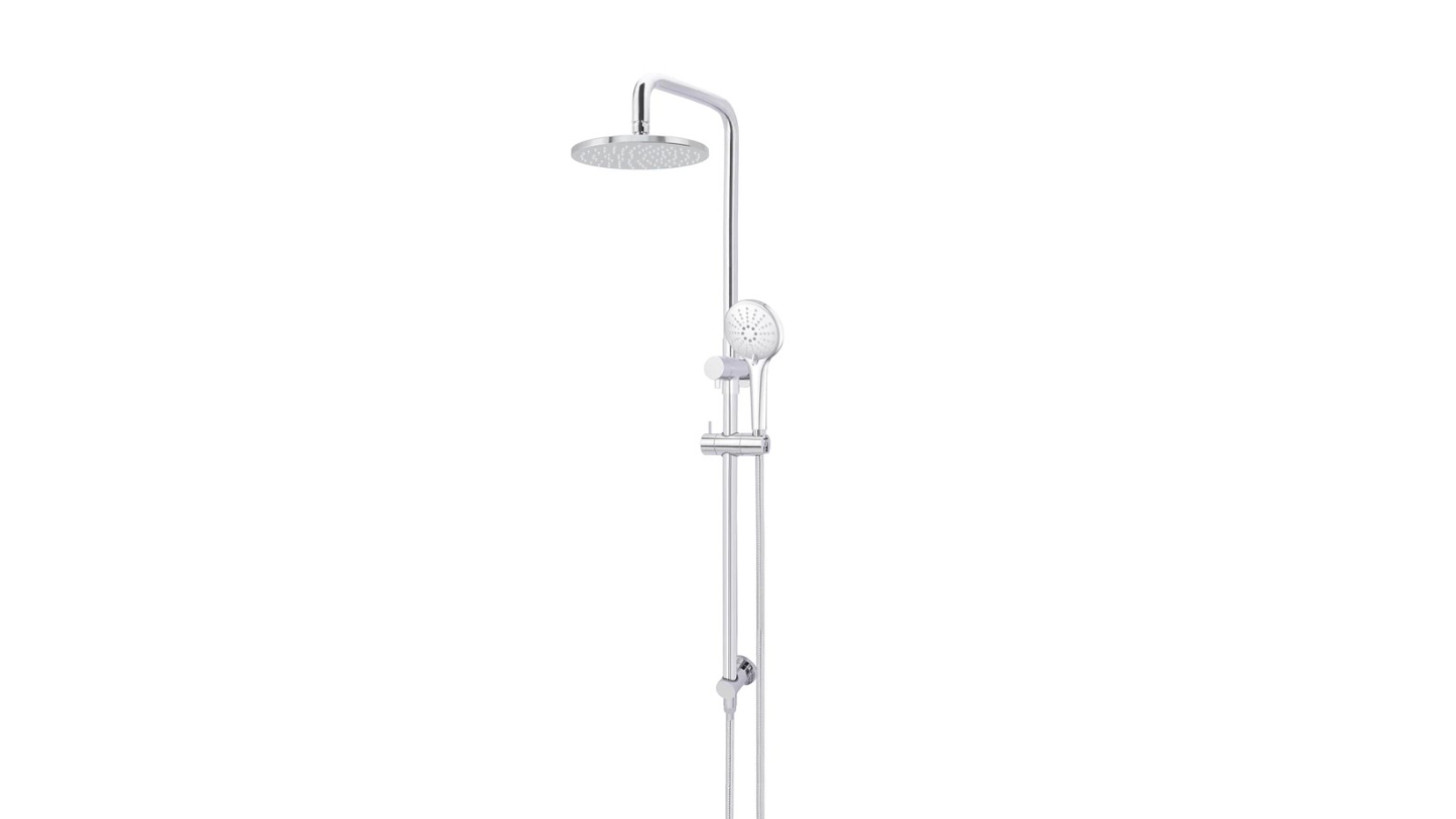 Meir Round Combination Shower Rail 200mm Rose Three Function - Chrome