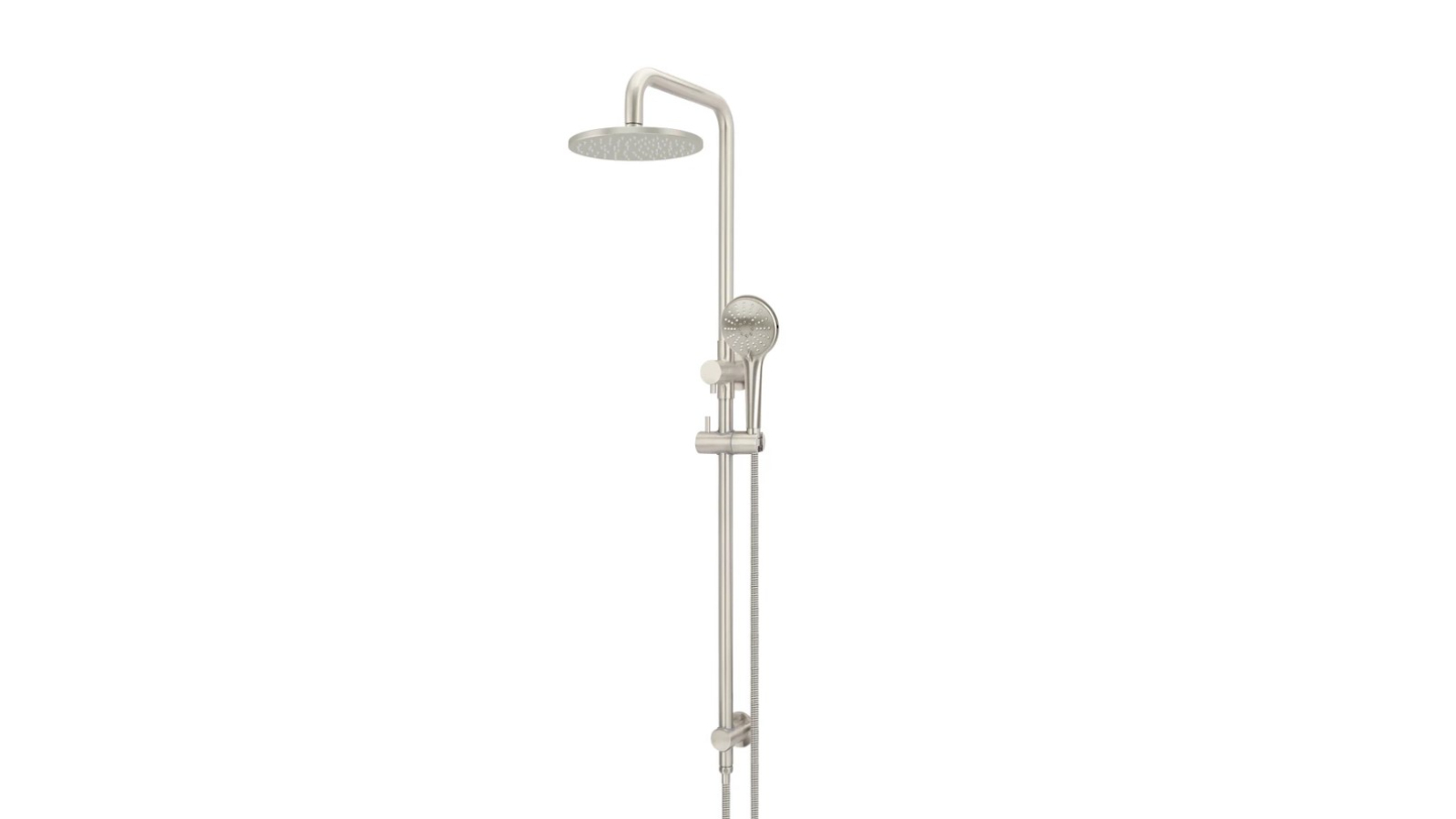 Meir Round Combination Shower Rail 200mm Rose Three Function - Brushed Nickel