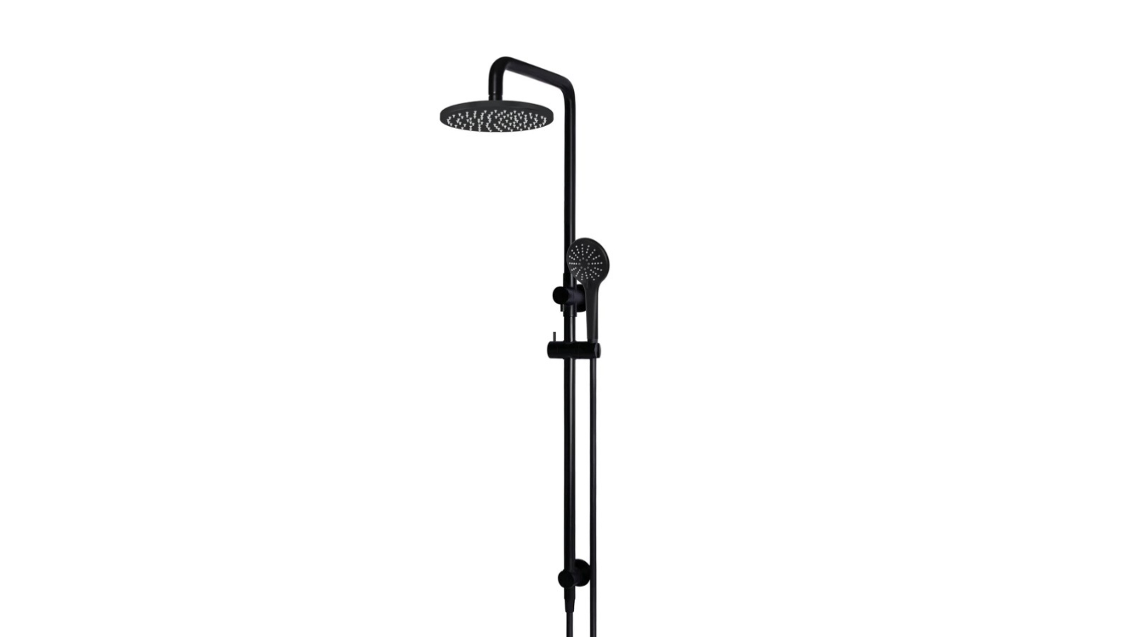 Meir Round Combination Shower Rail 200mm Rose Three Function - Matte Black