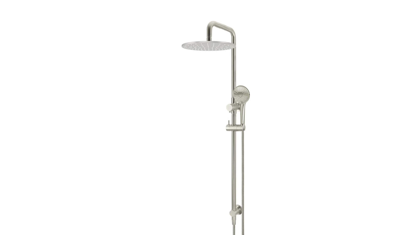 Meir Round Combination Rail Shower 300mm Rose, Three Function Hand Shower - Brushed Nickel