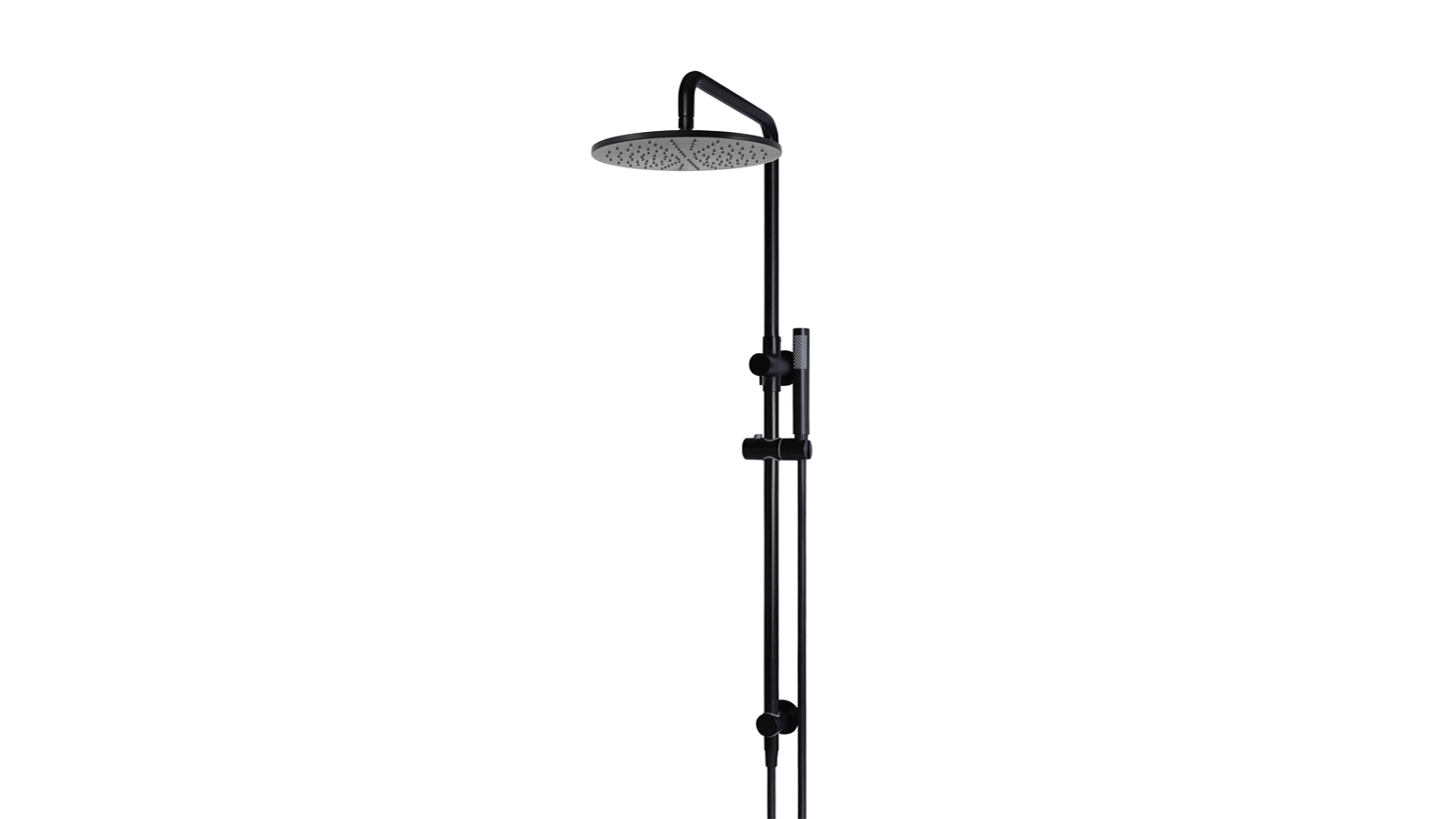 Meir Round 300mm Rose Combination Shower Rail with Single Function Hand Shower - Matte Black