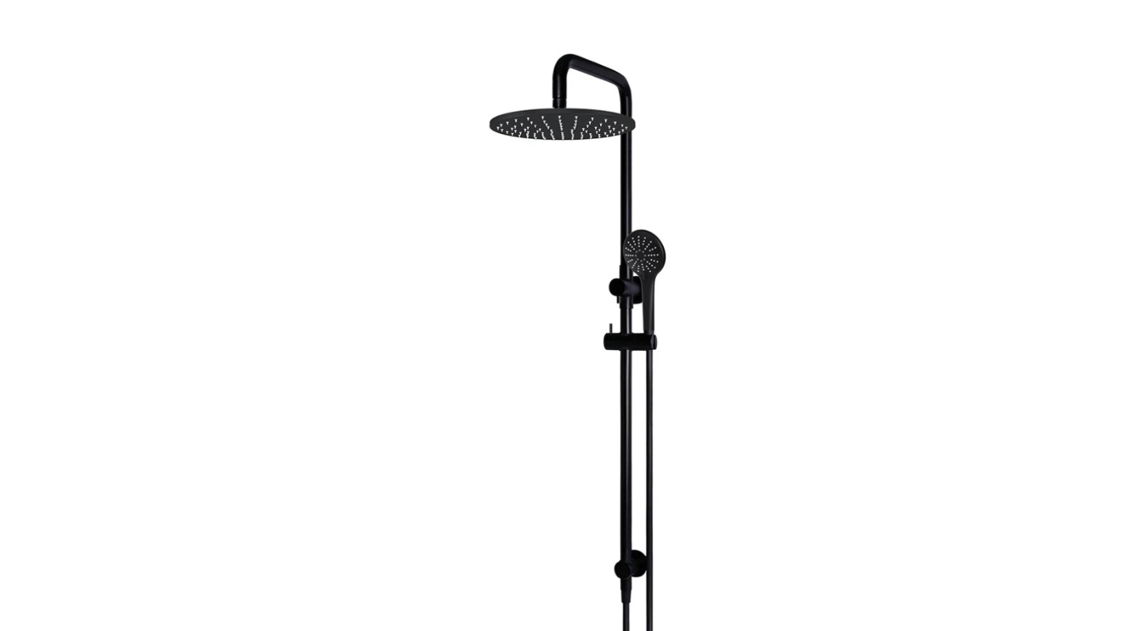 Meir Round Combination Rail Shower 300mm Rose, Three Function Hand Shower - Matte Black