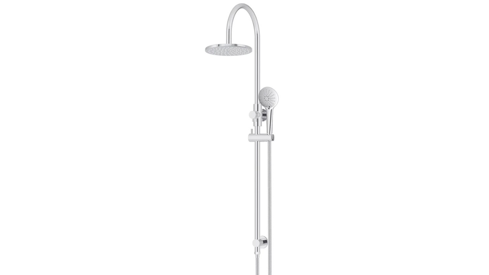 Meir Round Gooseneck Shower Set with 200mm Rose, Three Function Hand Shower - Chrome