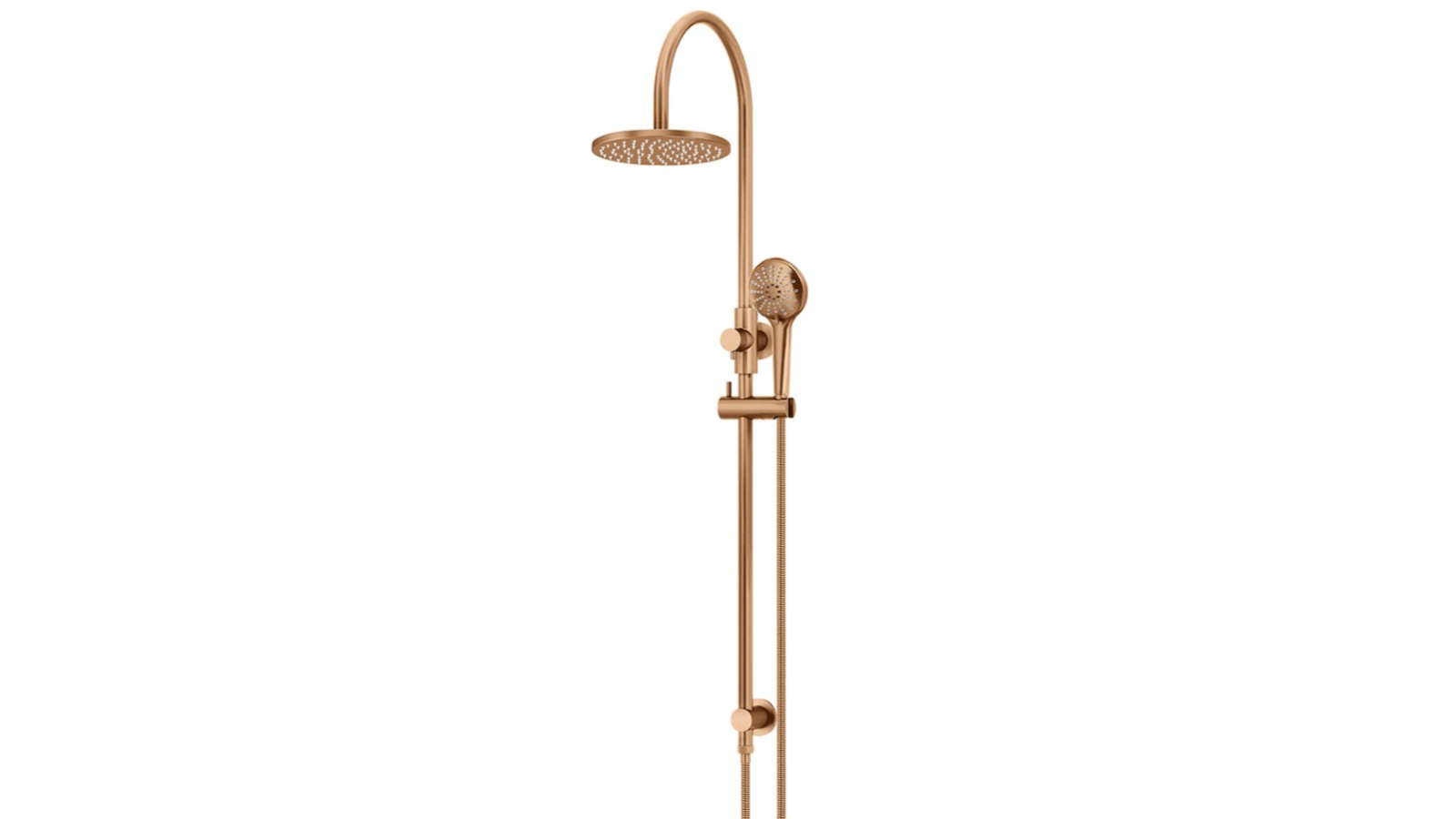 Meir Round Gooseneck Shower Set with 200mm Rose, Three Function Hand Shower - Lustre Bronze