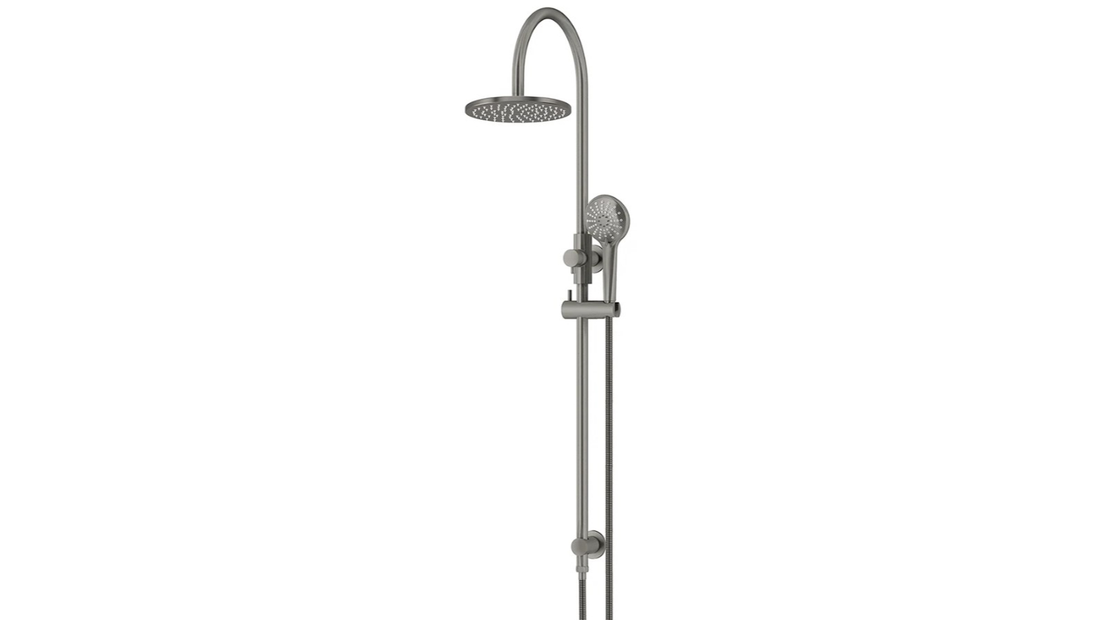Meir Round Gooseneck Shower Set with 200mm Rose, Three Function Hand Shower - Shadow