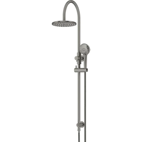 Meir Round Gooseneck Shower Set with 200mm Rose, Three Function Hand Shower - Shadow