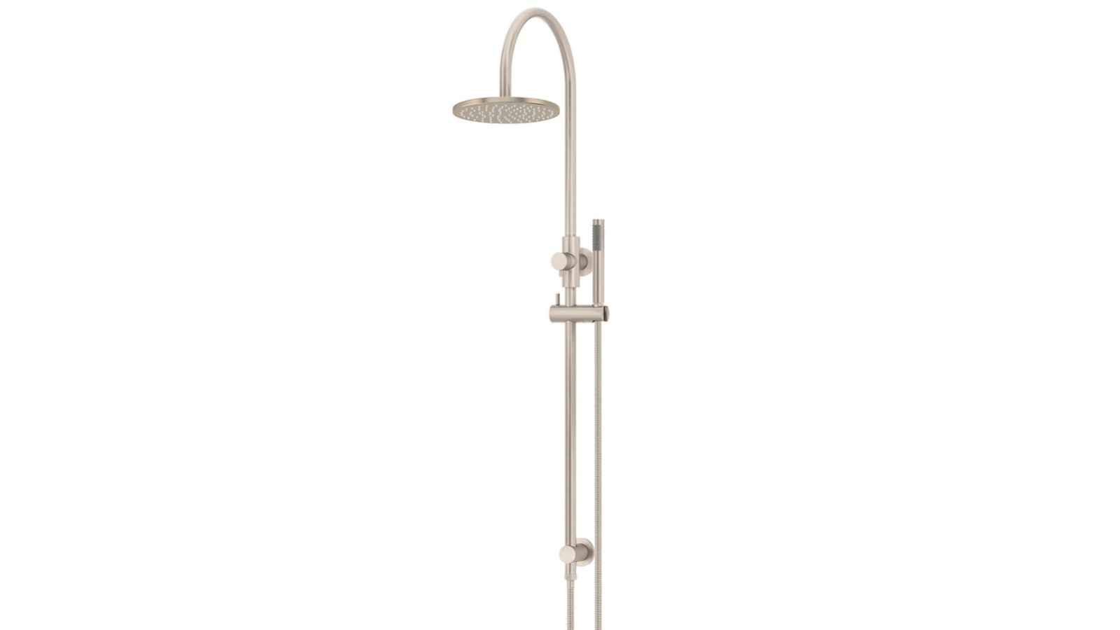 Meir Round Gooseneck Shower Set with 200mm Rose, Single Function Hand Shower - Champagne