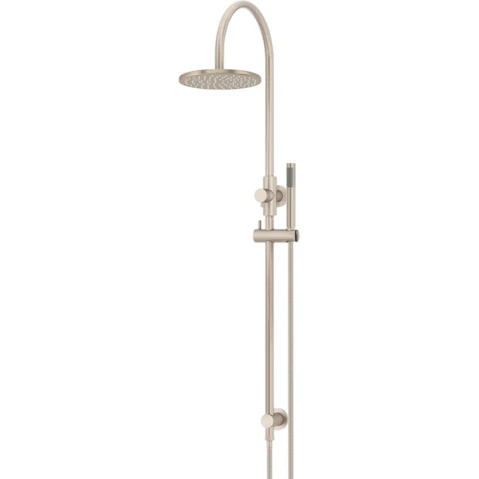 Meir Round Gooseneck Shower Set with 200mm Rose, Single Function Hand Shower - Champagne