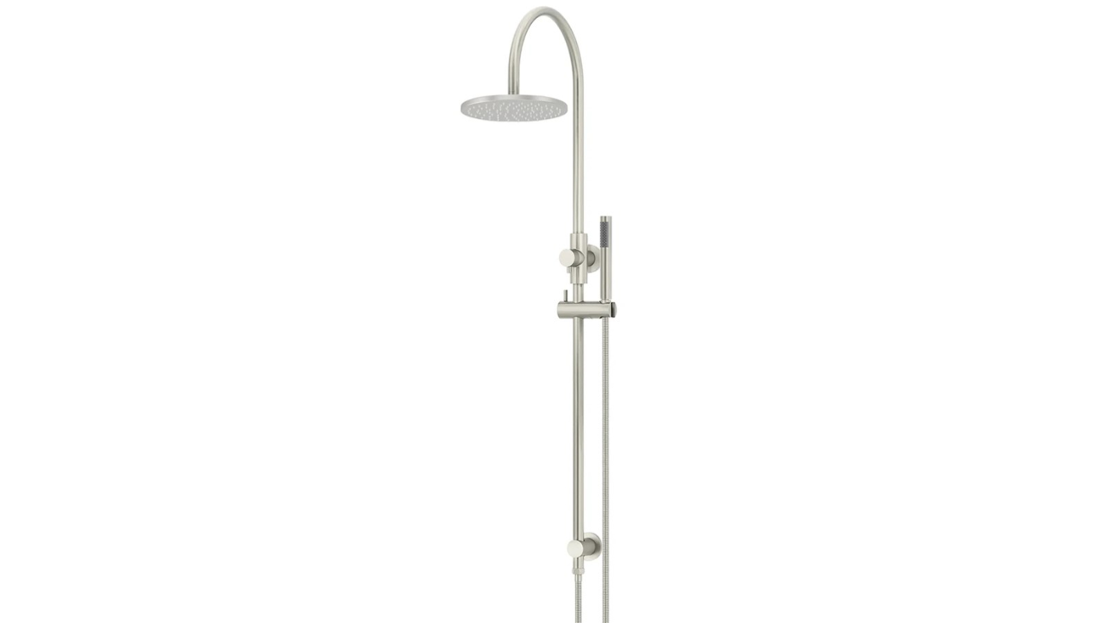 Meir Round Gooseneck Shower Set with 200mm Rose, Single Function Hand Shower - Brushed Nickel