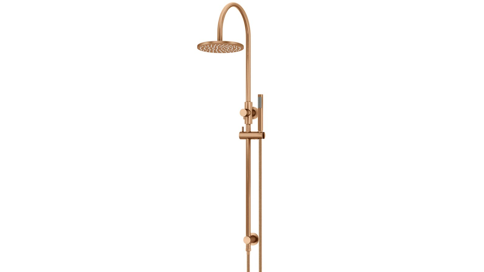 Meir Round Gooseneck Shower Set with 200mm Rose, Single Function Hand Shower - Lustre Bronze