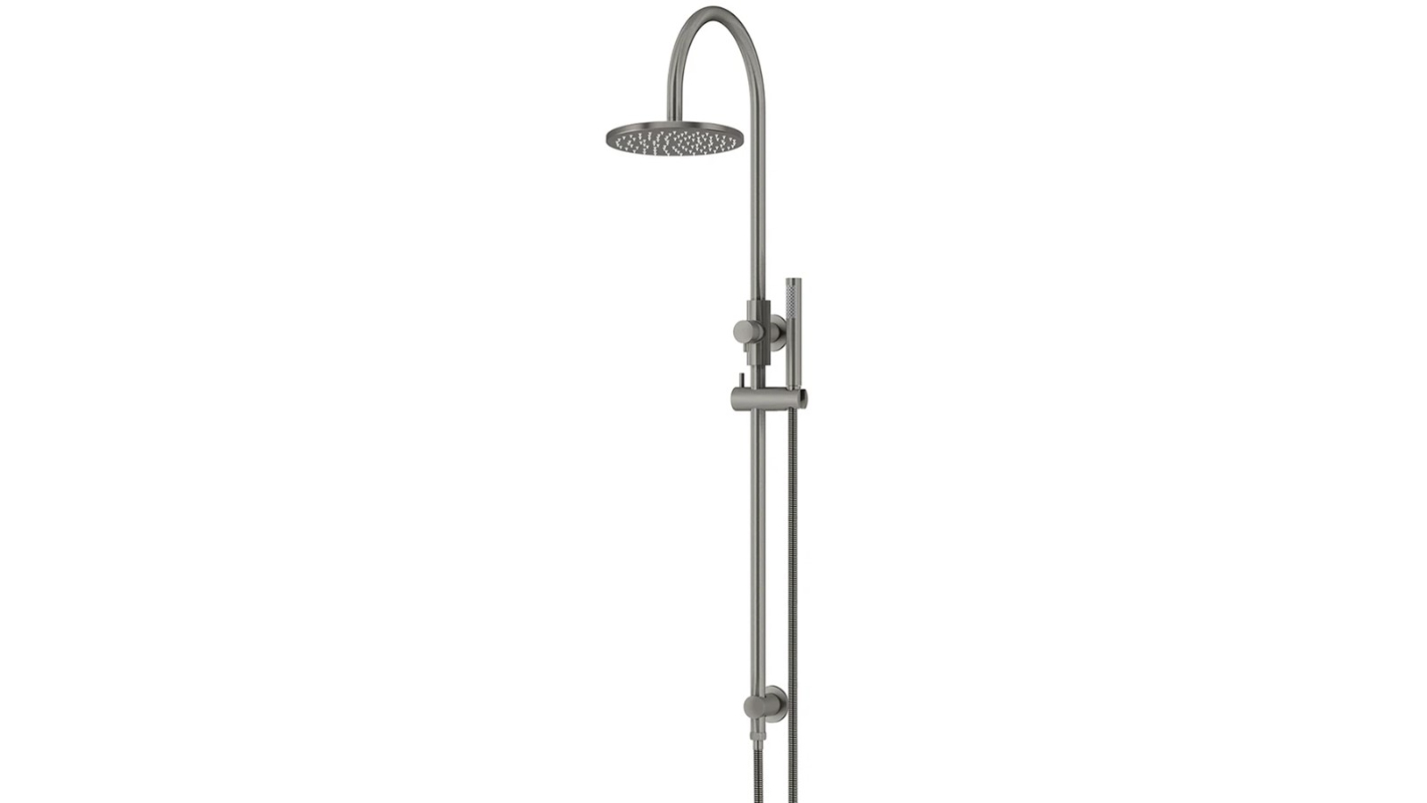 Meir Round Gooseneck Shower Set with 200mm Rose, Single Function Hand Shower - Shadow