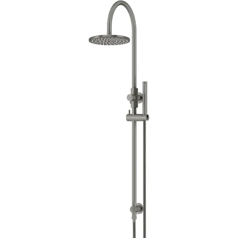 Meir Round Gooseneck Shower Set with 200mm Rose, Single Function Hand Shower - Shadow
