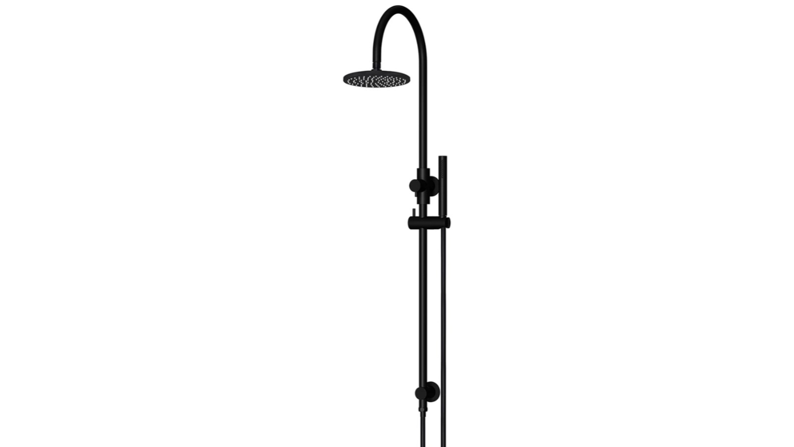 Meir Round Gooseneck Shower Set with 200mm Rose, Single Function Hand Shower - Matte Black