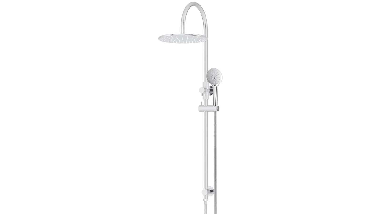 Meir Round Gooseneck Shower Set with 300mm Rose, Three Function Hand Shower - Chrome