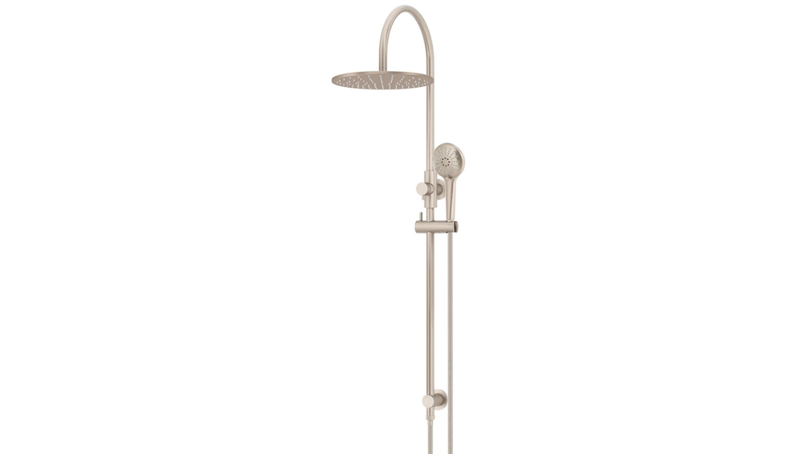 Meir Round Gooseneck Shower Set with 300mm Rose, Three Function Hand Shower - Champagne