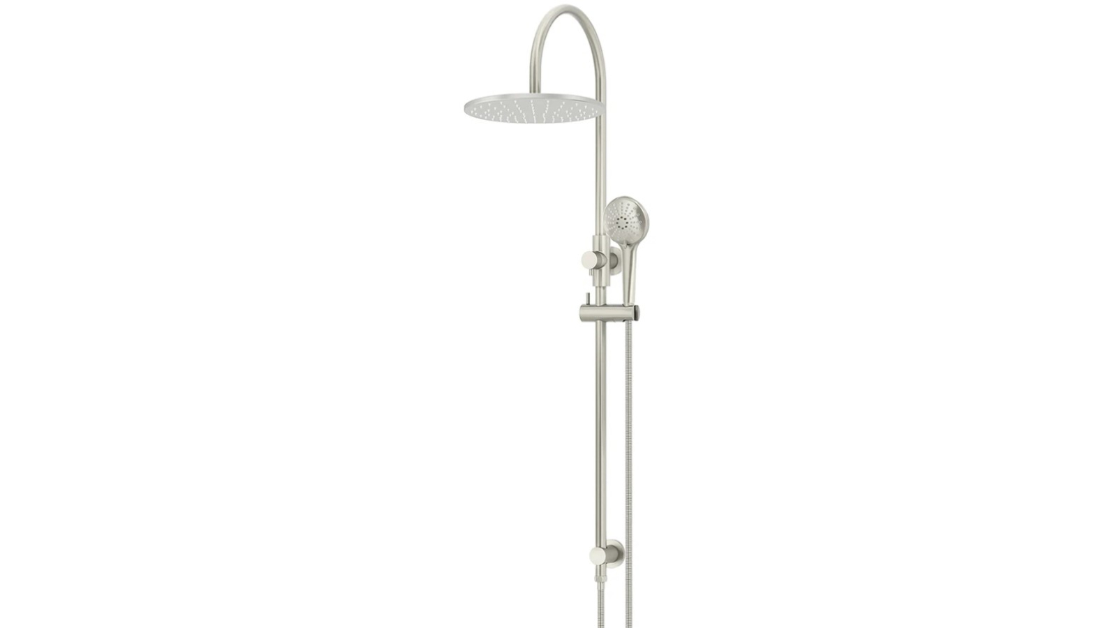 Meir Round Gooseneck Shower Set with 300mm Rose, Three Function Hand Shower - Brushed Nickel