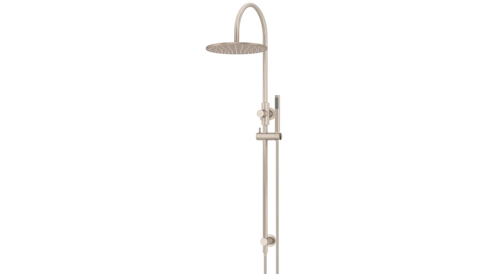 Meir Round Gooseneck Shower Set with 300mm Rose, Single Function Hand Shower - Champagne