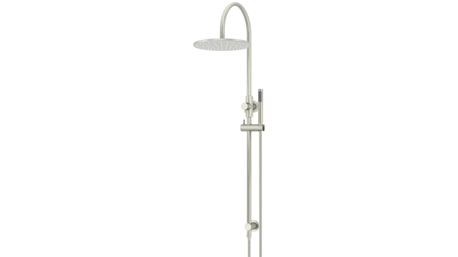 Meir Round Gooseneck Shower Set with 300mm Rose, Single Function Hand Shower - Brushed Nickel