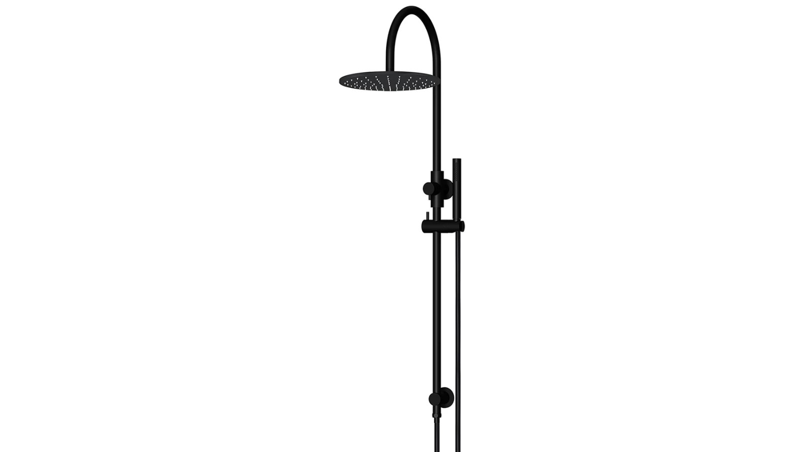 Meir Round Gooseneck Shower Set with 300mm Rose, Single Function Hand Shower - Matte Black
