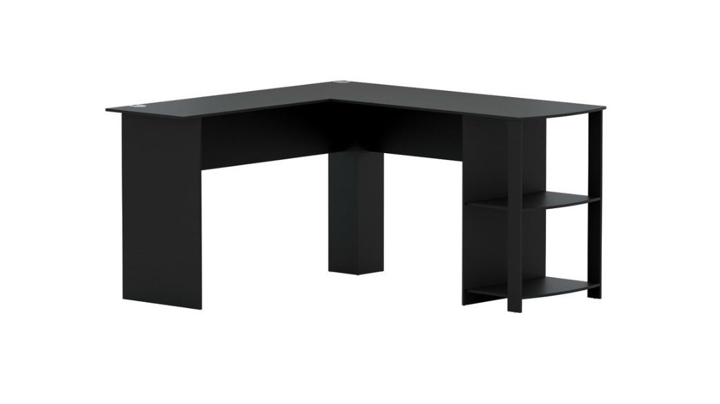 Artiss 136cm L-Shaped Corner Computer Desk with Bookshelf - Black