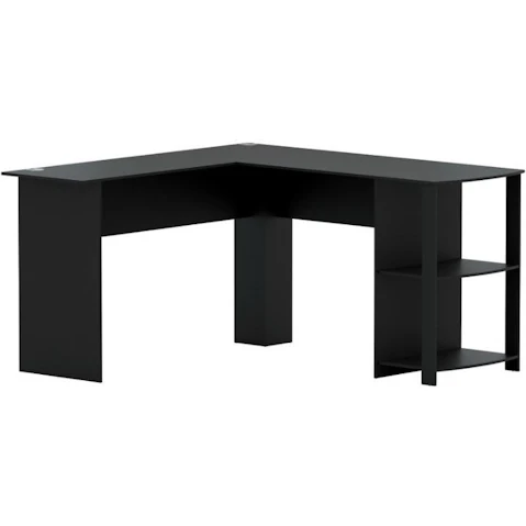 Artiss 136cm L-Shaped Corner Computer Desk with Bookshelf - Black