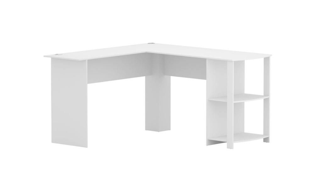 Artiss 136cm L-Shaped Corner Computer Desk with Bookshelf - White