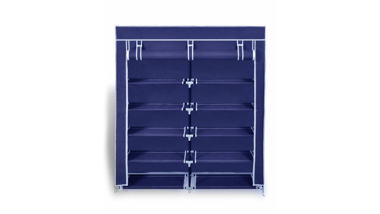 Navy Shoe Rack Bargene 2-Doors Portable Storage Shoe Rack with Cover - Navy | Harvey ...