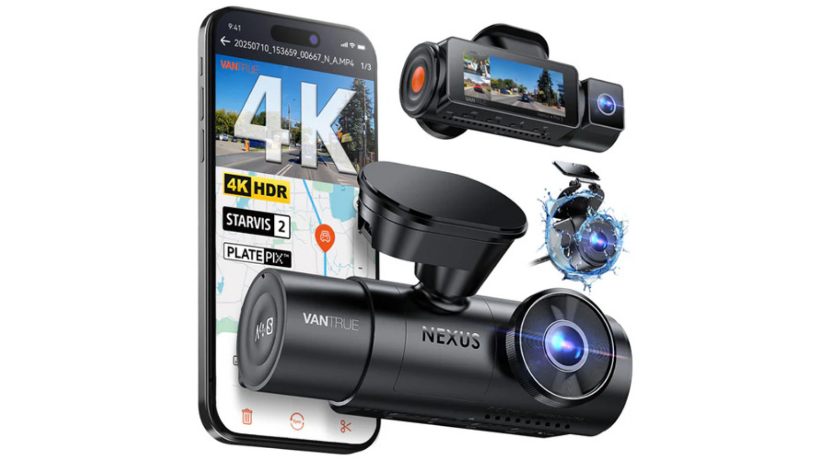 Vantrue N4 Pro S 3-Channel 4K Wi-Fi Dash Cam