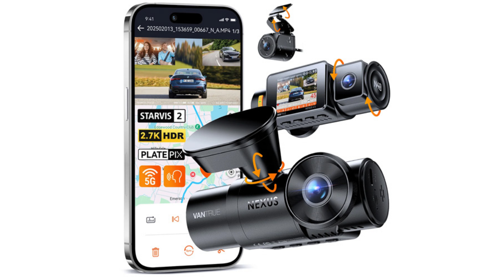Vantrue N4S 3-Channel GPS Wi-Fi Dash Cam