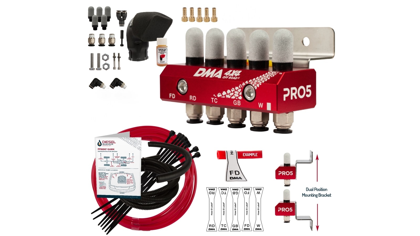 DMA Diff Breather Kit 5 Port Snorkel Pre Filter Cleaner Nissan Navara