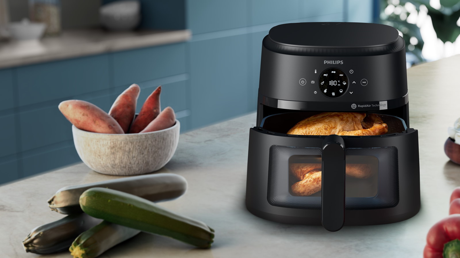 Philips 2000 Series XL Air Fryer Black Harvey Norman