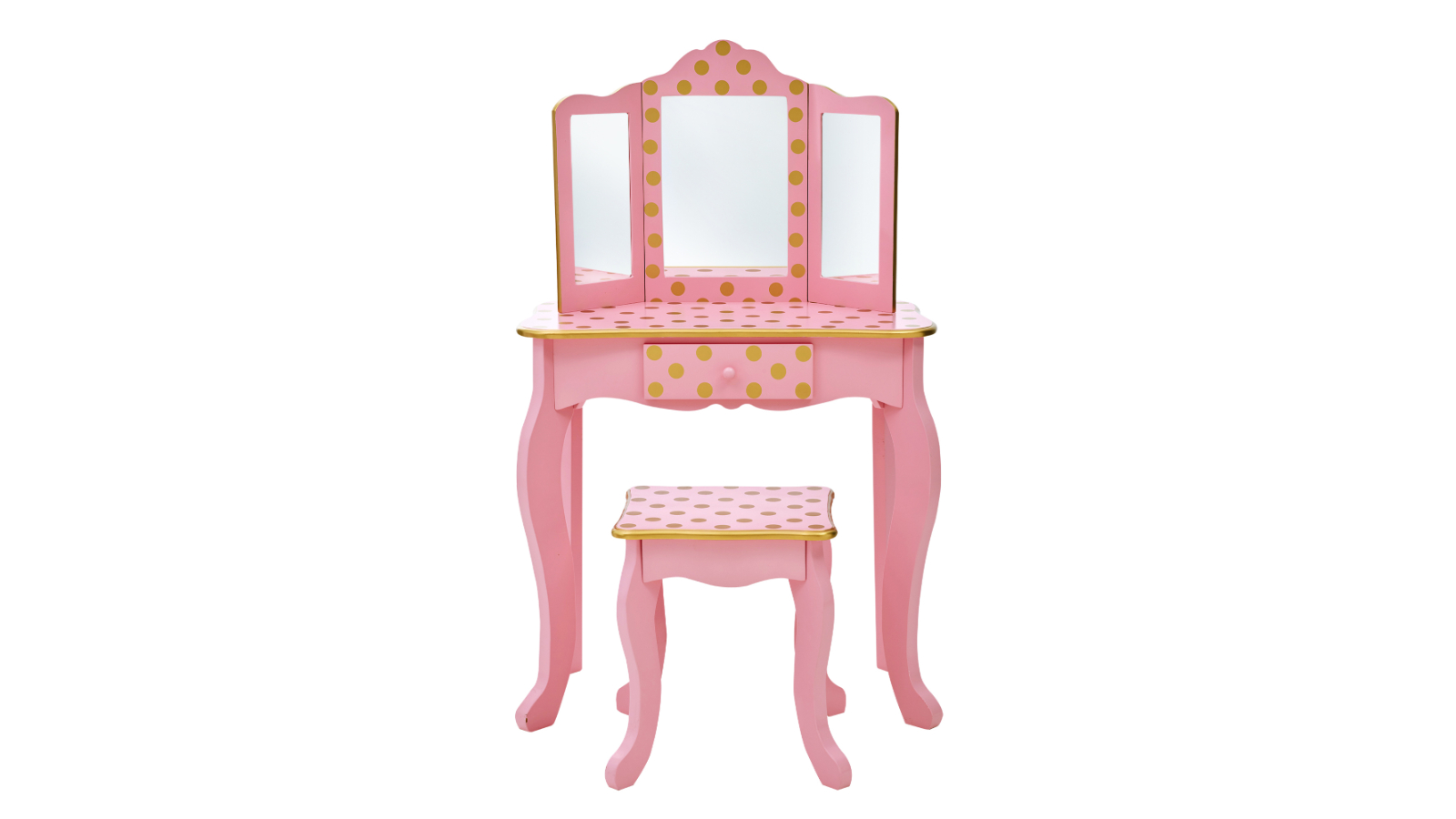 Fantasy Fields Gisele Polka Dot Print Wooden Vanity Playset - Pink