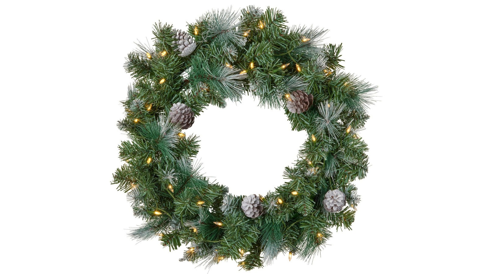 Christabelle 61cm Christmas Wreath Bayville Pine with LED Lights Front Door Decoration Ornament