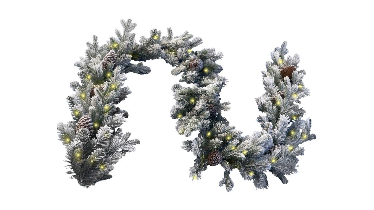 Klika Electric Snowy Dorchester Christmas Garland with Light - 274cm