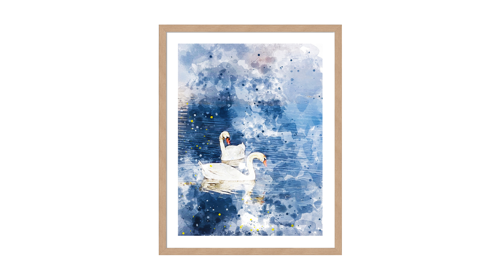 La Grolla Swans II Natural Frame Wall Art - 96 x 76cm