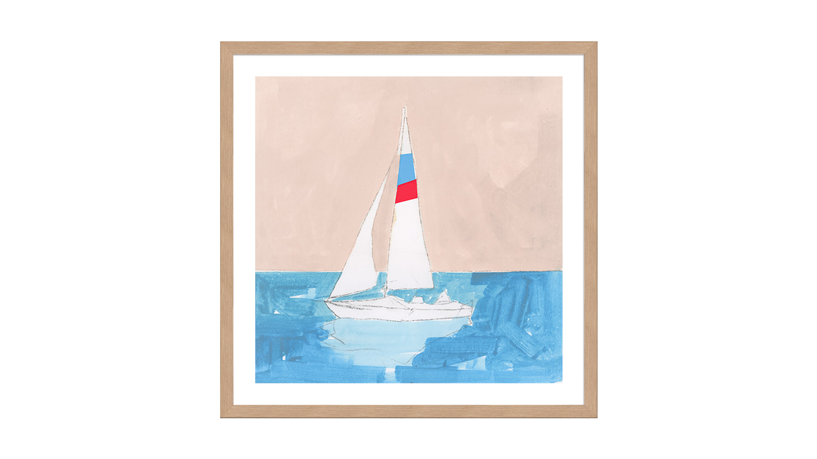 La Grolla Sunset Sailing Natural Frame Wall Art - 76 x 76cm