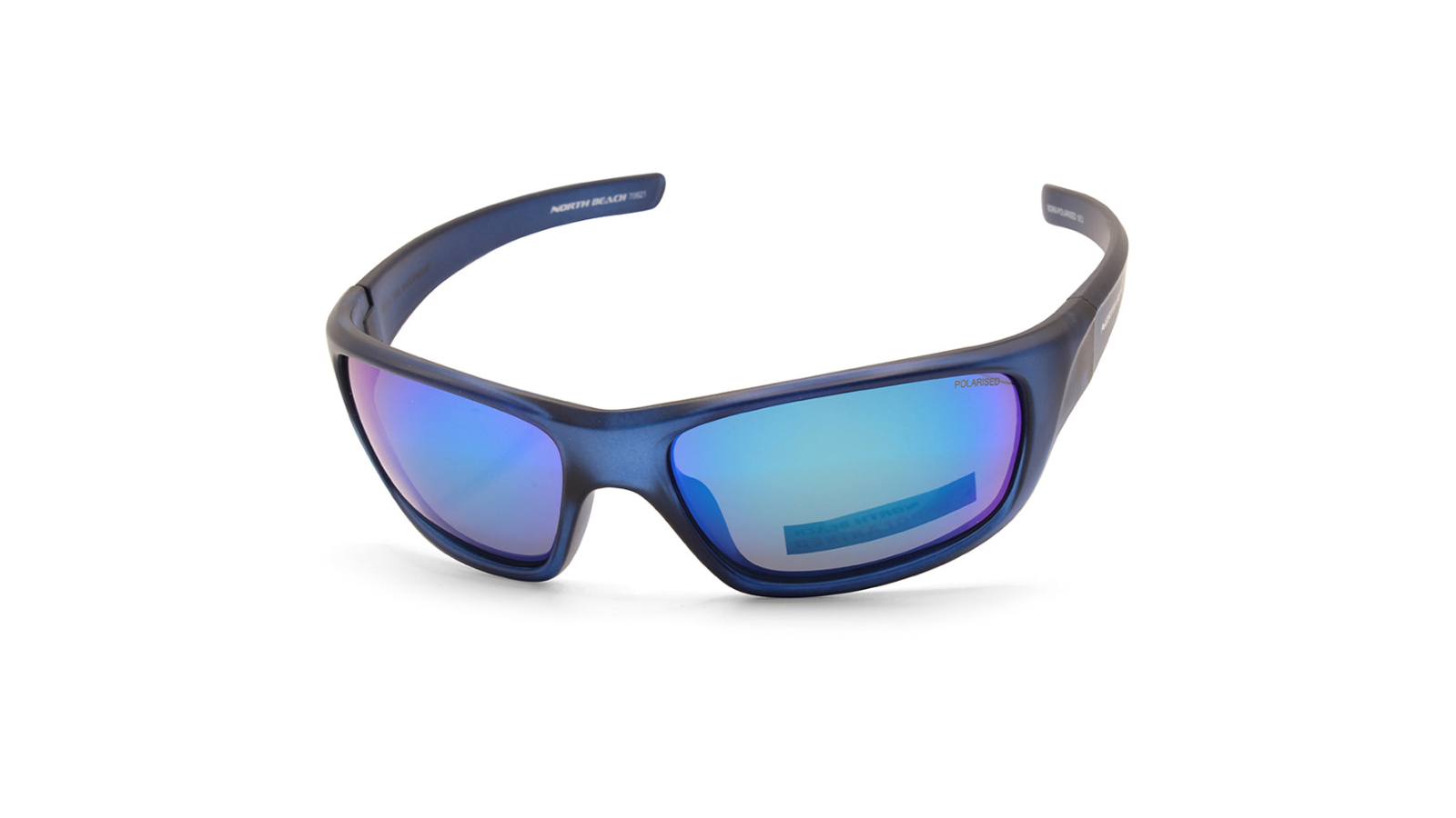 North Beach 70621 Unisex Bora Mirror Polarised Sunglasses - Crystal Dark Blue/Blue
