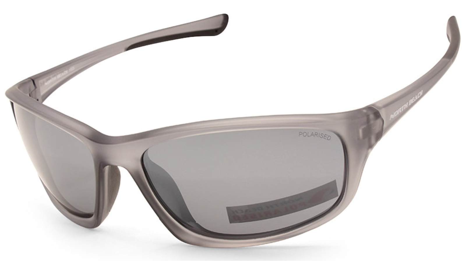 North Beach 70625 Mens Hariyo Polarised Sports Sunglasses - Crystal Grey/Grey