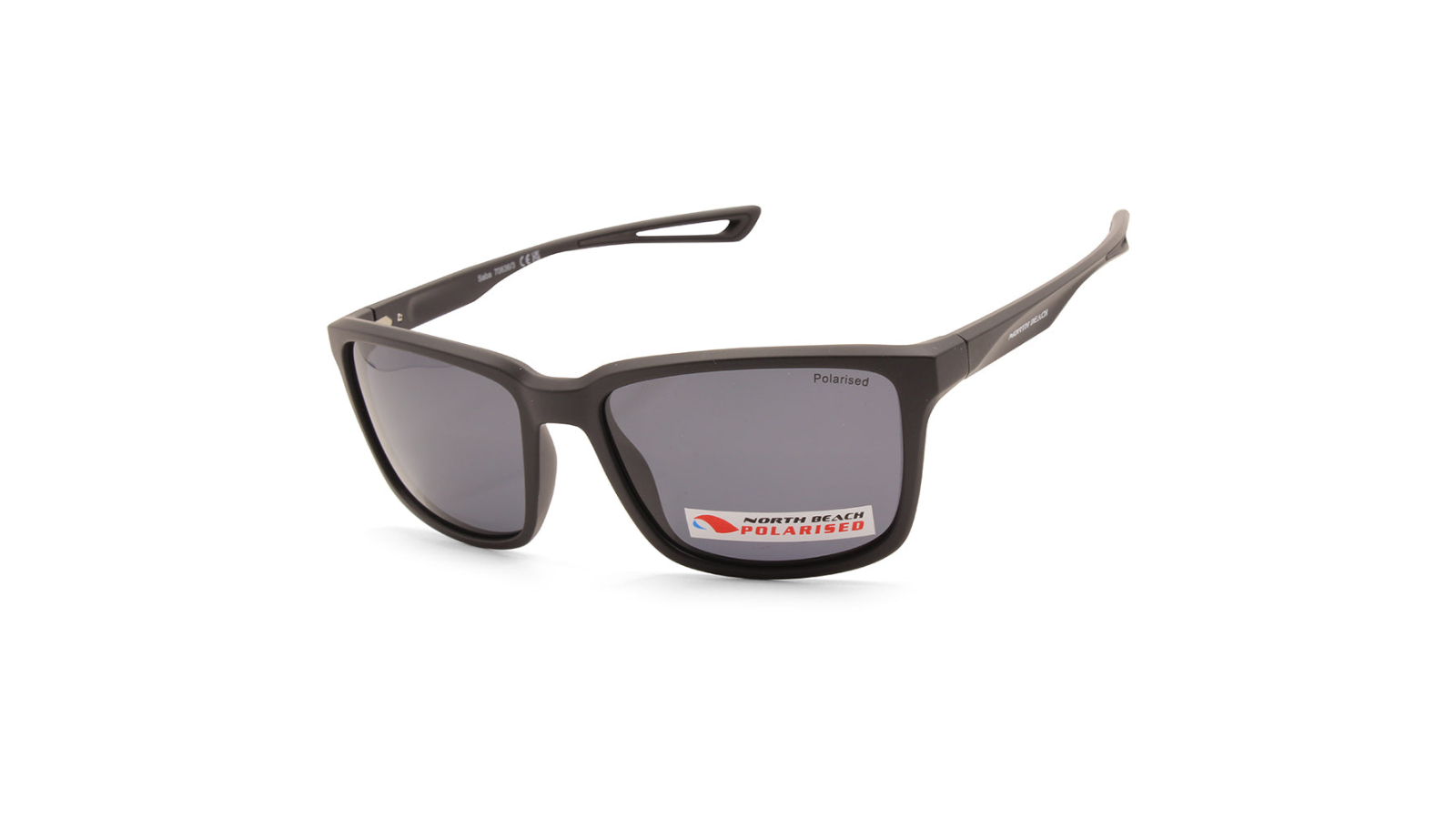 North Beach 70636 Unisex Saba Polarised Sunglasses - Matte Black/Smoke