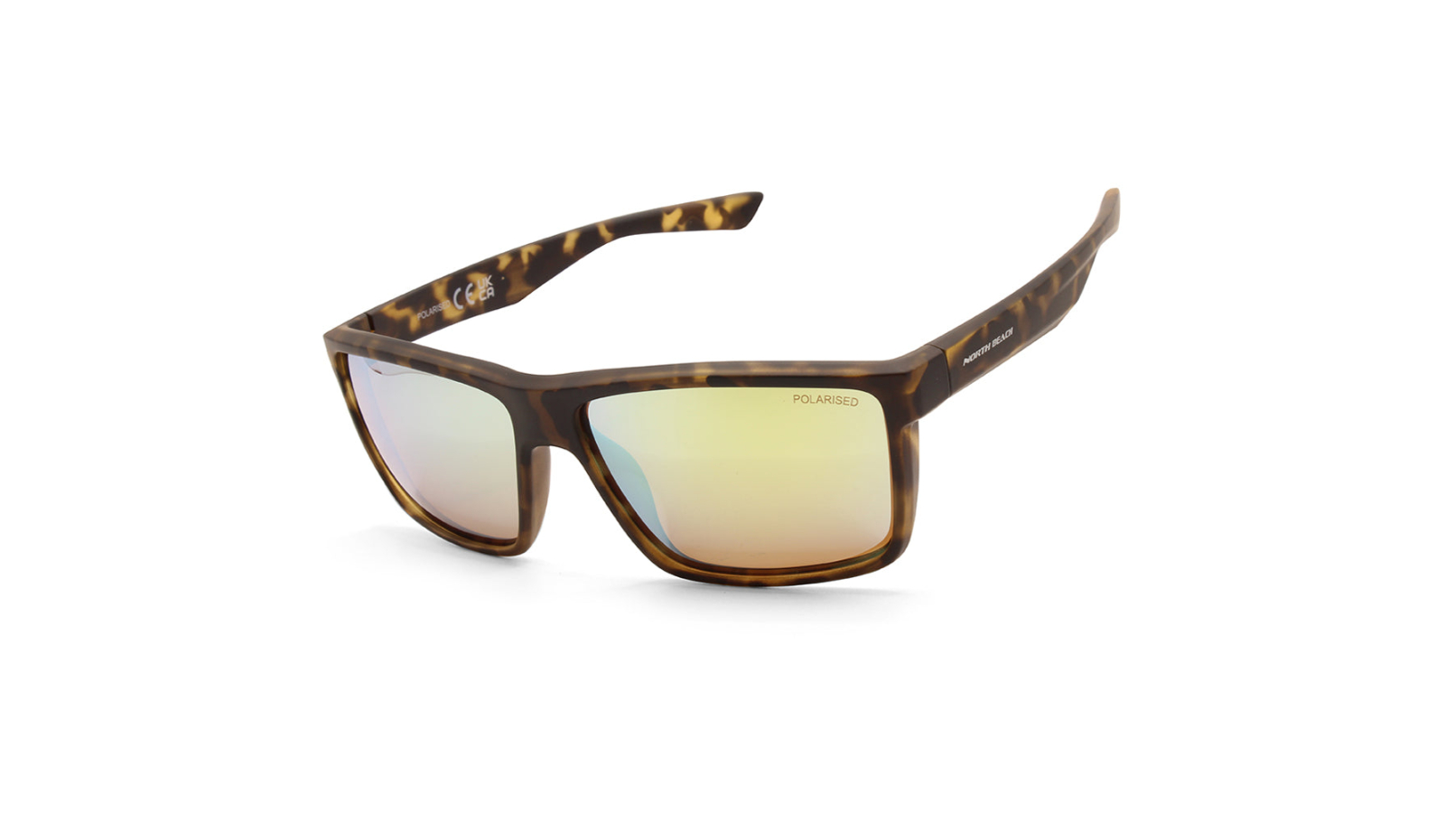 North Beach 70667 Unisex Picarel Mirror Polarised Sunglasses - Matte Tortoise/Gold