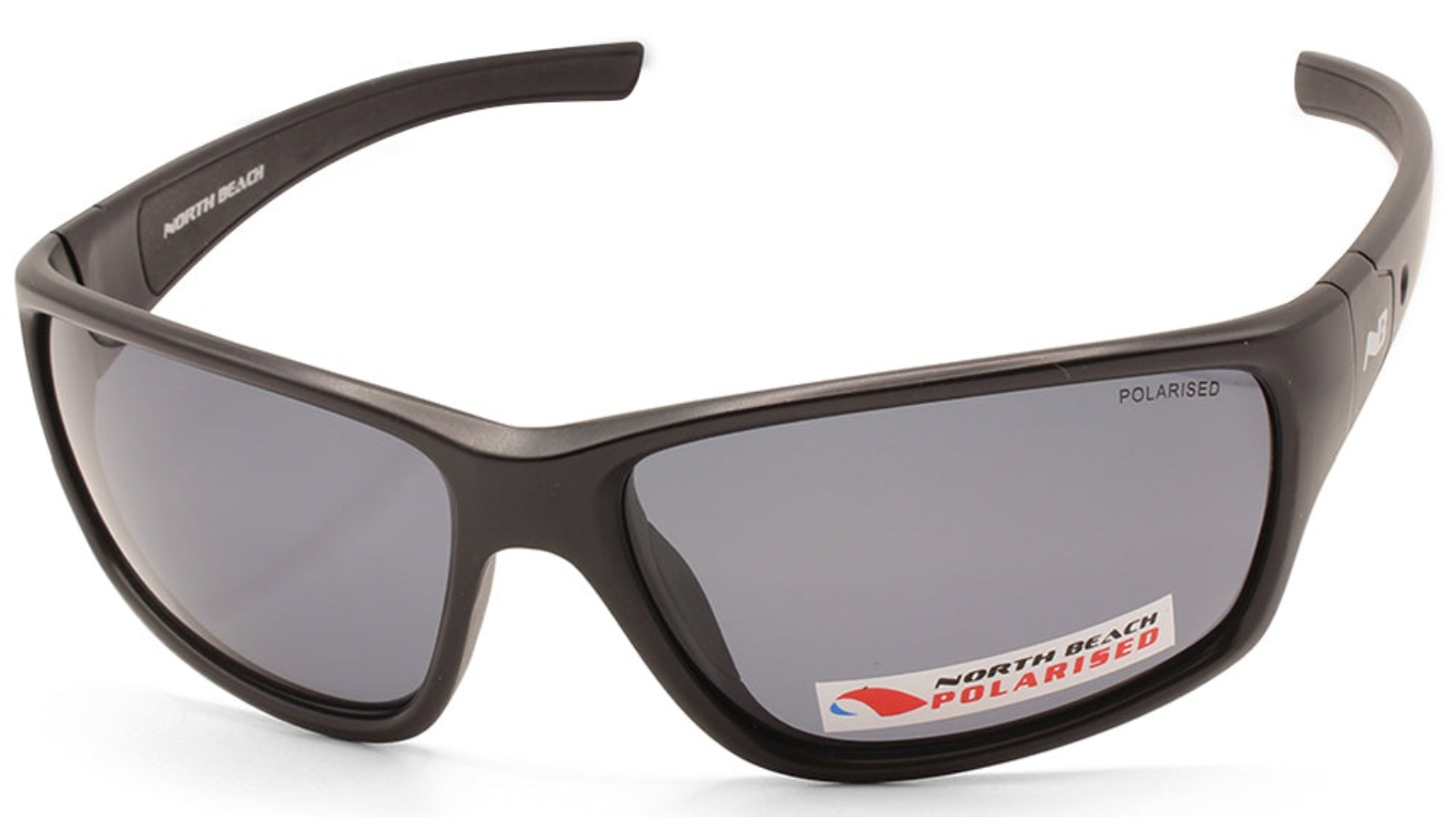 North Beach 70730 Mens Gooper Polarised Sunglasses - Satin Black/Grey