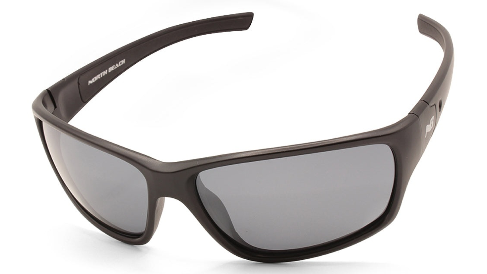 North Beach 70731 Mens Gooper Polarised Sunglasses - Satin Black/Grey Flash